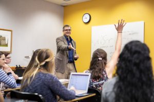 faculty member engaging students